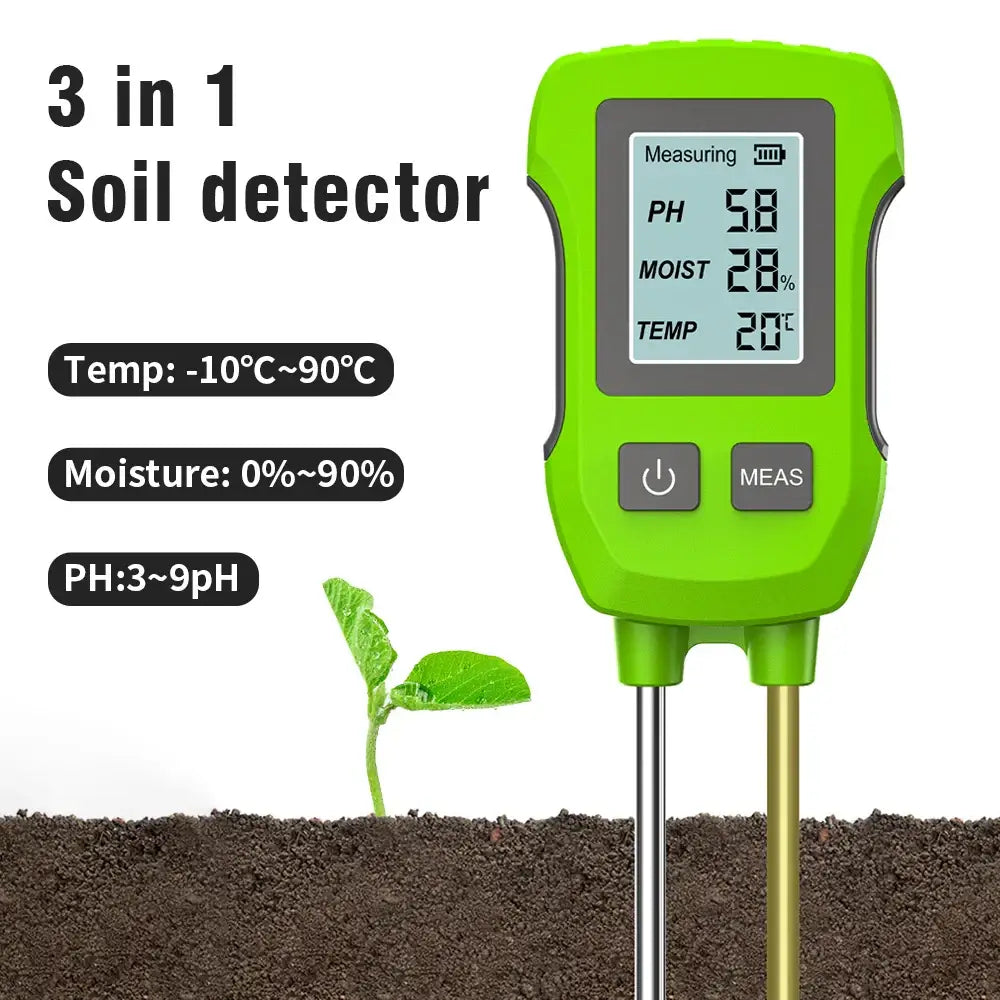 LCD 3/5-in-1 Handheld Soil Tester for pH, Moisture & Light (different colours & sets available)