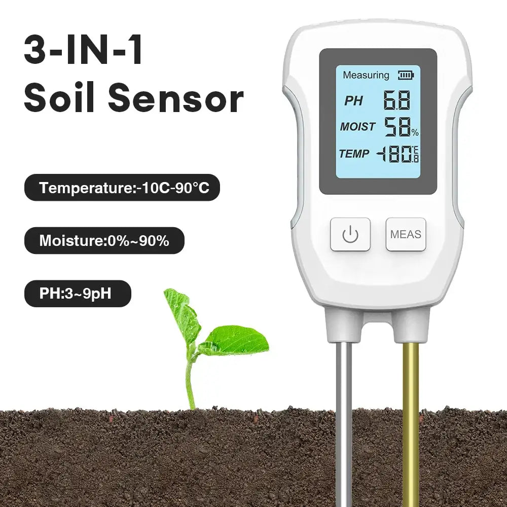 LCD 3/5-in-1 Handheld Soil Tester for pH, Moisture & Light (different colours & sets available)
