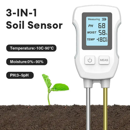 LCD 3/5-in-1 Handheld Soil Tester for pH, Moisture & Light (different colours & sets available)
