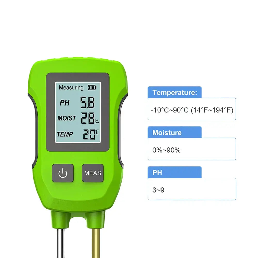 LCD 3/5-in-1 Handheld Soil Tester for pH, Moisture & Light (different colours & sets available)