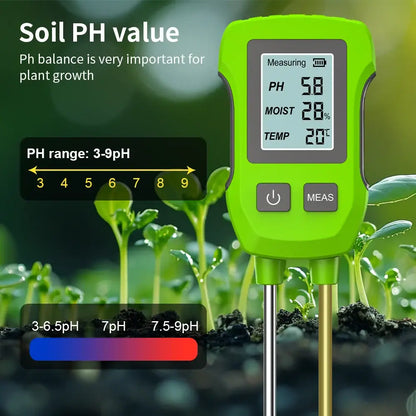 LCD 3/5-in-1 Handheld Soil Tester for pH, Moisture & Light (different colours & sets available)