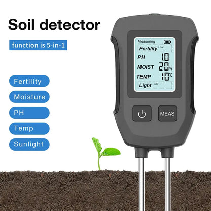 LCD 3/5-in-1 Handheld Soil Tester for pH, Moisture & Light (different colours & sets available)