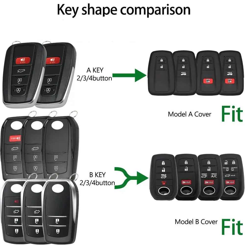 Silicone Remote Key Cover for Toyota RAV4, Corolla, Camry & Hilux