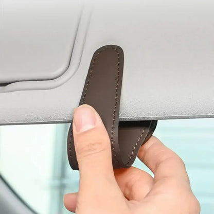 Leather Car Sunglasses & Card Holder Clip