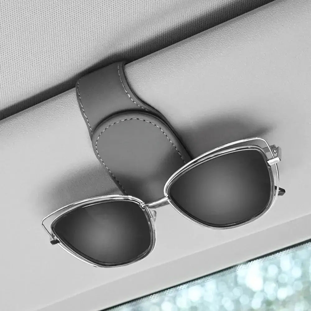 Leather Car Sunglasses & Card Holder Clip
