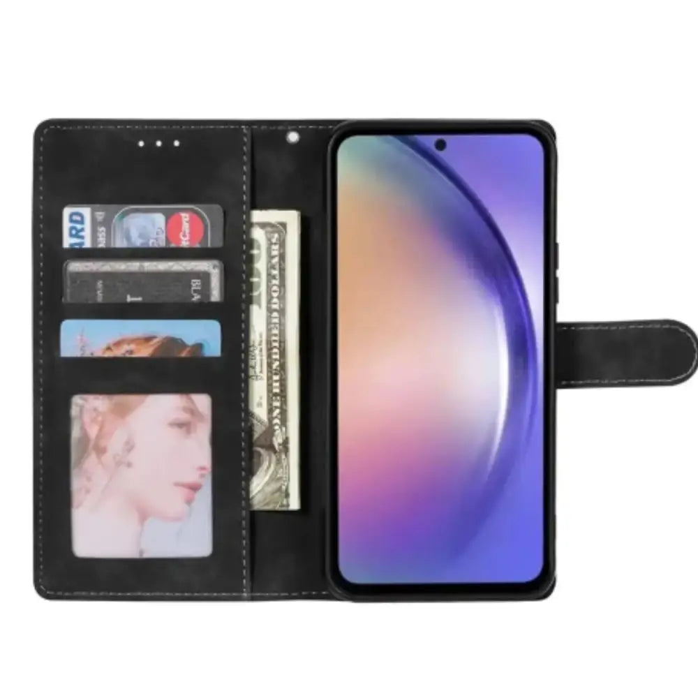 Leather Wallet Flip Case for Samsung Note & S Series (Black)