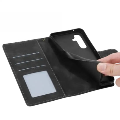 Leather Wallet Flip Case for Samsung Note & S Series (Black)