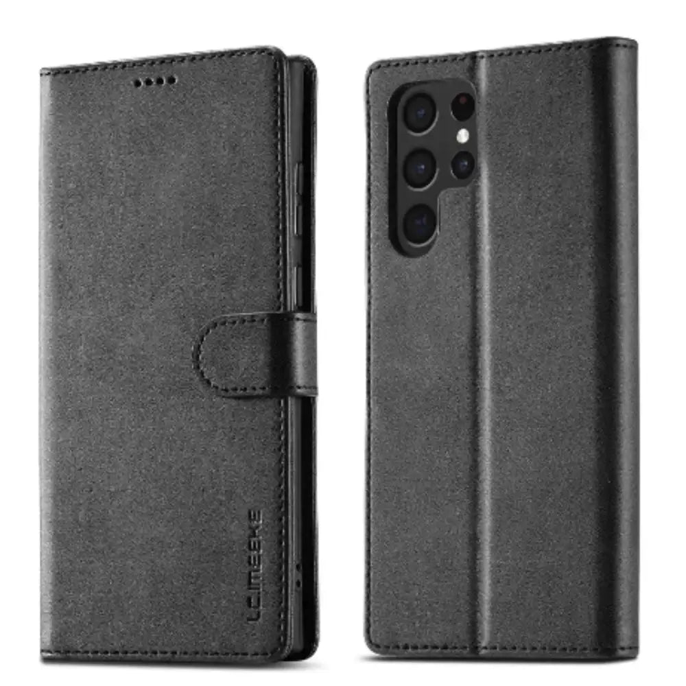 Leather Wallet Flip Case for Samsung Galaxy Series (Black)