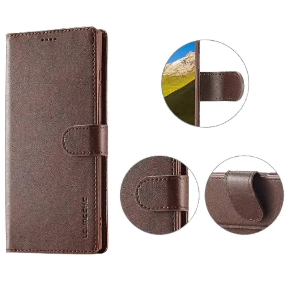 Leather Wallet Flip Case for Samsung Galaxy Series (Brown)
