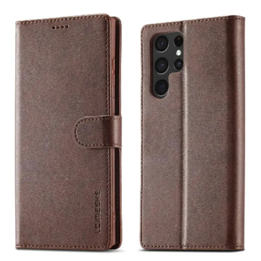 Leather Wallet Flip Case for Samsung Galaxy Series (Brown)