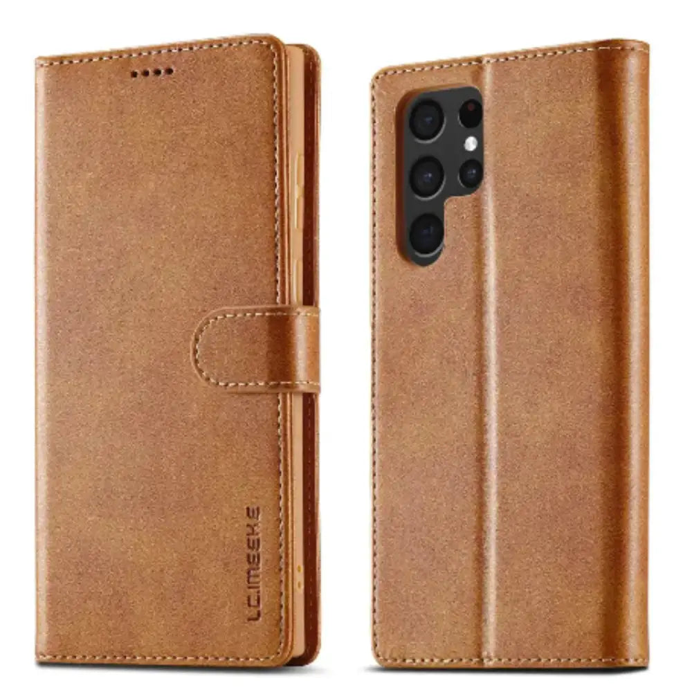 Leather Wallet Flip Case for Samsung Galaxy Series (Yellow)