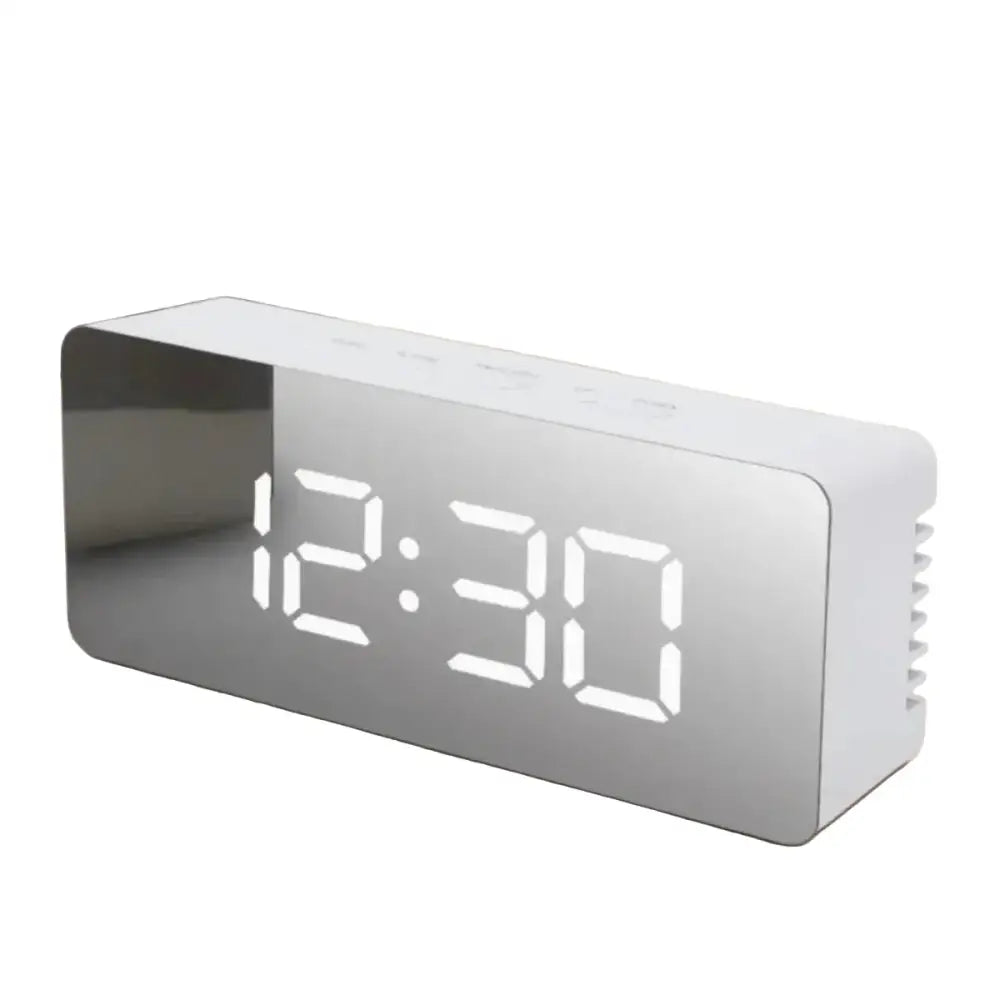 LED Mirror Alarm Clock with Temperature & Smart Night Light (available in 2 shapes)