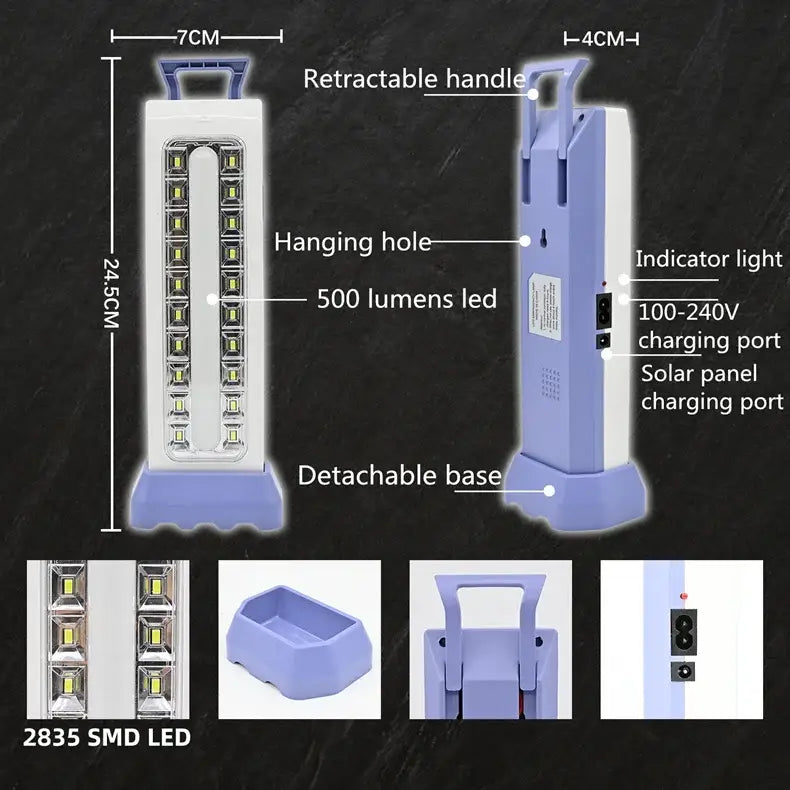 Portable Rechargeable LED Emergency Light for Home, Camping & Outdoor Work Use