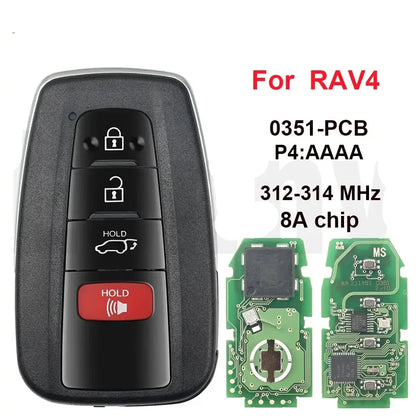 Smart Remote Key 312–314MHz 8A Chip for Toyota Camry & RAV4 (2018+)