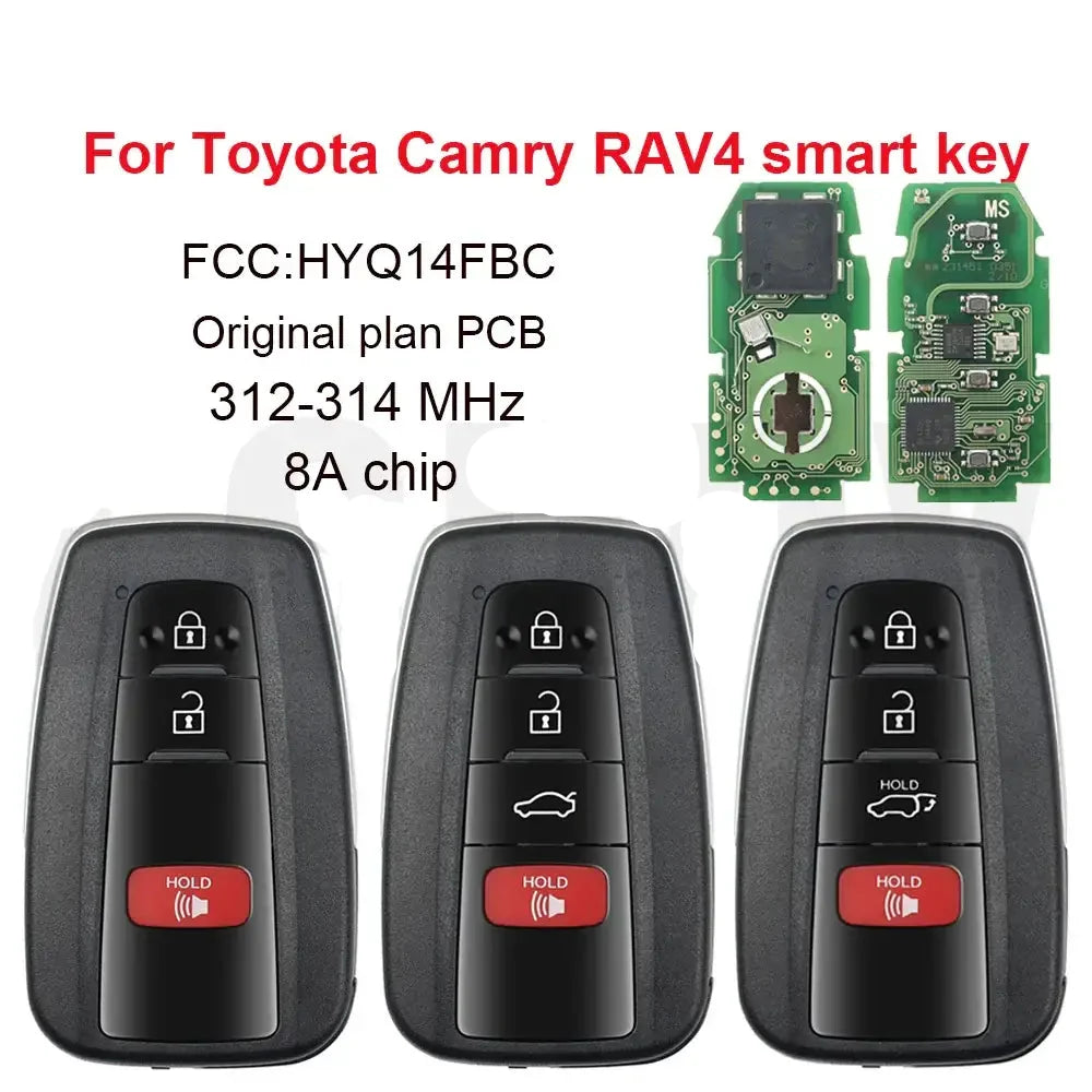 Smart Remote Key 312–314MHz 8A Chip for Toyota Camry & RAV4 (2018+)