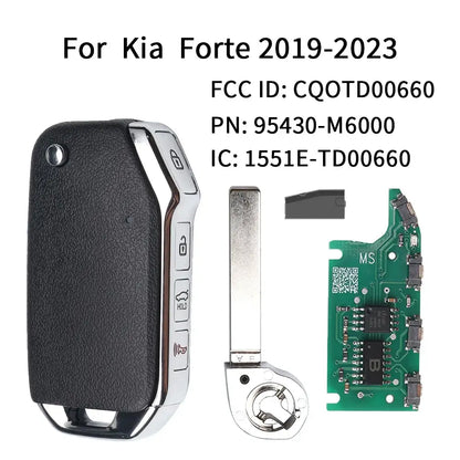 3+1 Button Flip Remote Key 433MHz for Kia Forte (2019–2023) FCC ID: CQOTD00660
