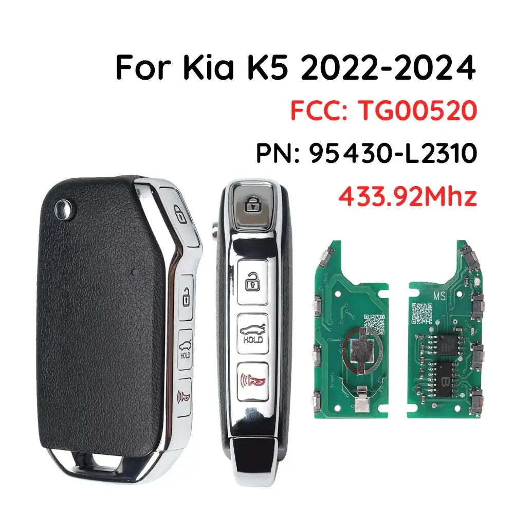 3-Button Smart Flip Remote Key 433MHz 4A Chip for Kia K5 (2022–2024)
