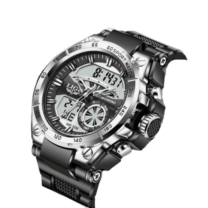 LIGE Men's Digital Sports Watch – LED Display, Quartz Movement, Stopwatch (4 designs available)
