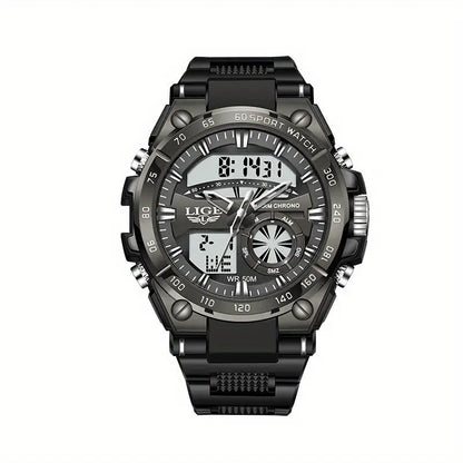 LIGE Men's Digital Sports Watch – LED Display, Quartz Movement, Stopwatch (4 designs available)