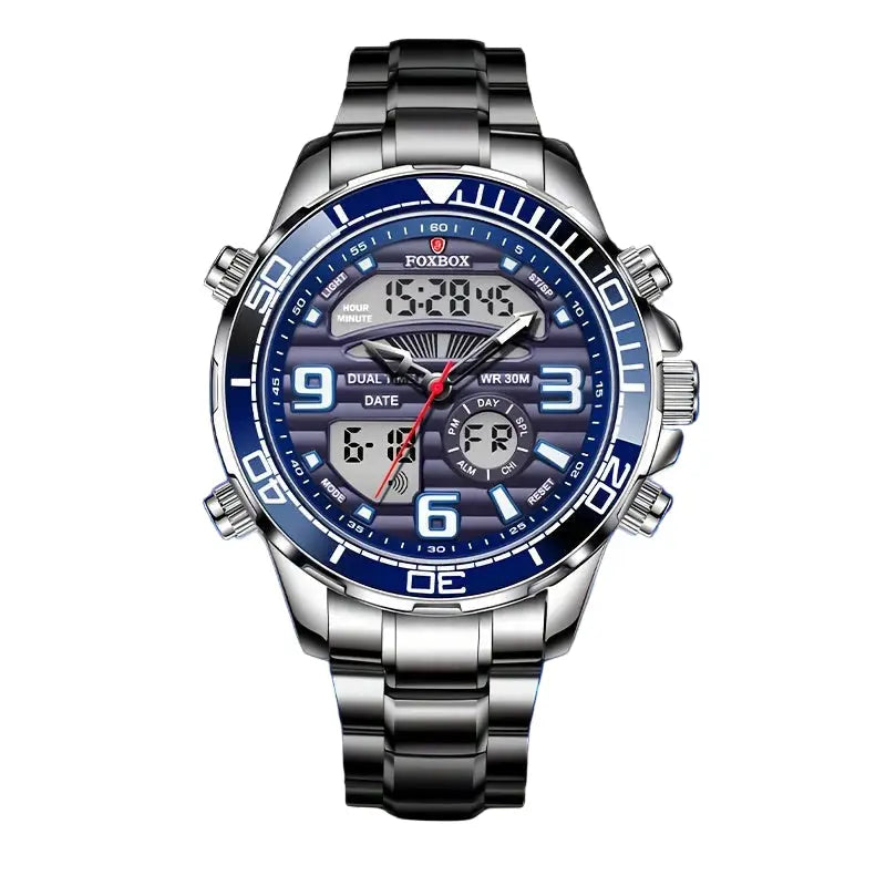 LIGE Men's Dual Display Watch – Stainless Steel Quartz (6 models available)