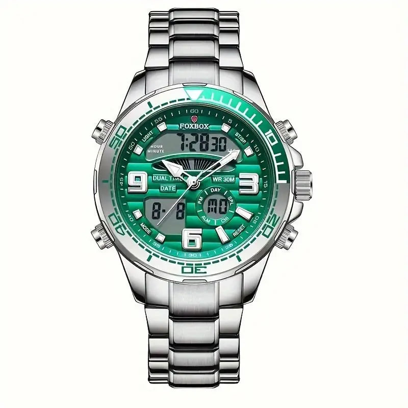 LIGE Men's Dual Display Watch – Stainless Steel Quartz (6 models available)