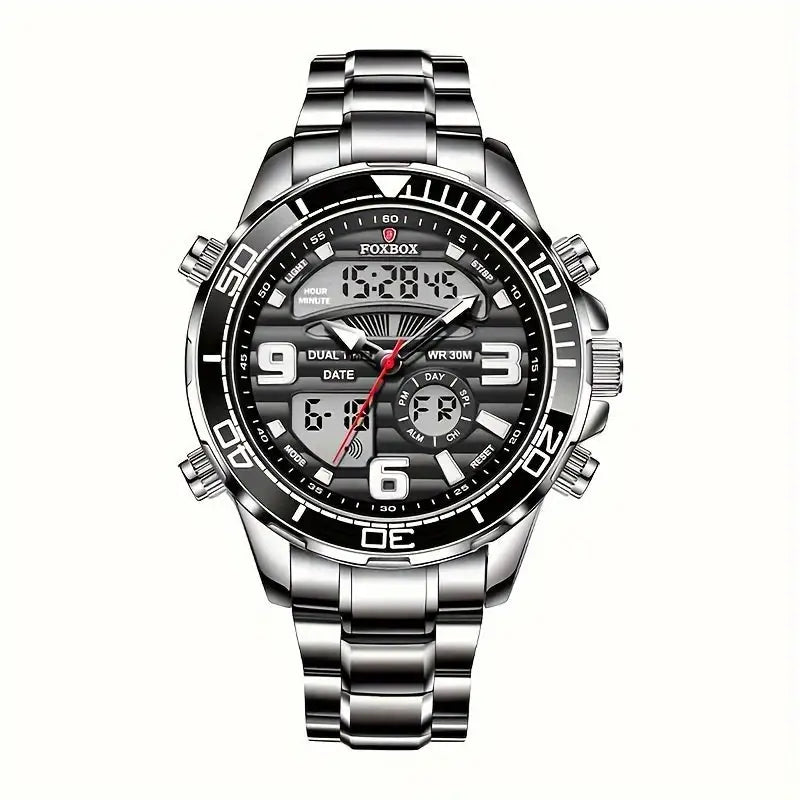 LIGE Men's Dual Display Watch – Stainless Steel Quartz (6 models available)