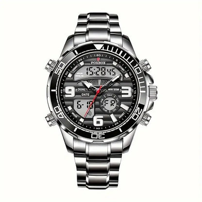 LIGE Men's Dual Display Watch – Stainless Steel Quartz (6 models available)