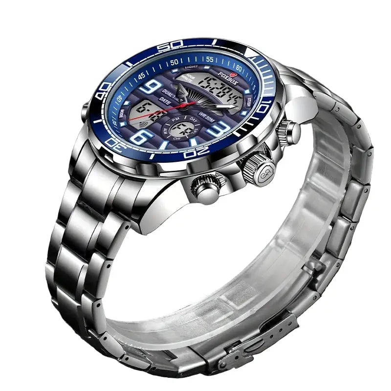 LIGE Men's Dual Display Watch – Stainless Steel Quartz (6 models available)