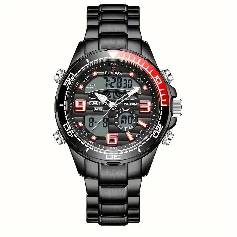 LIGE Men's Dual Display Watch – Stainless Steel Quartz (6 models available)