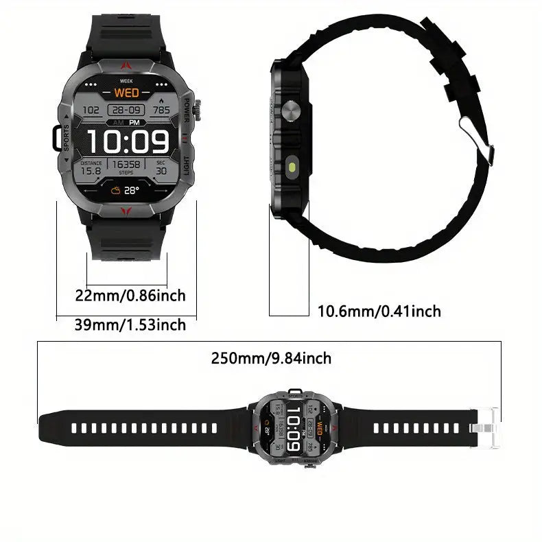 LIGE Men's Smartwatch – 2.01" Large Screen with Flashlight, Weather Alerts