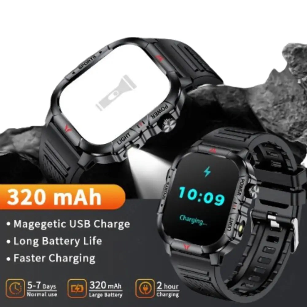 LIGE Men's Smartwatch – 2.01" Large Screen with Flashlight, Weather Alerts