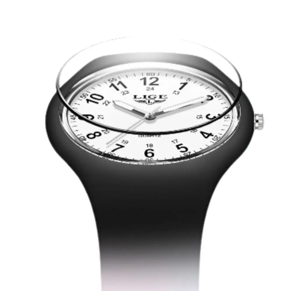 LIGE Minimalist Silicone Quartz Watch – Unisex Design (Available in Multiple Colour Combinations)