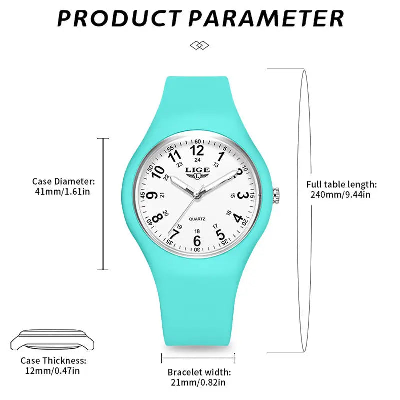 LIGE Minimalist Silicone Quartz Watch – Unisex Design (Available in Multiple Colour Combinations)