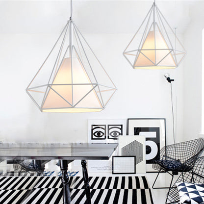 38CM Pendant Hanging Light Lampshade Metal Diamond White - salelink.co.nz