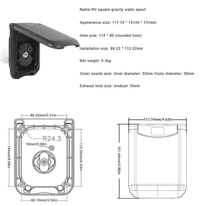 Lockable RV / Caravan Gravity Water Inlet