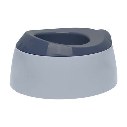 A blue anti slip potty for toilet training.