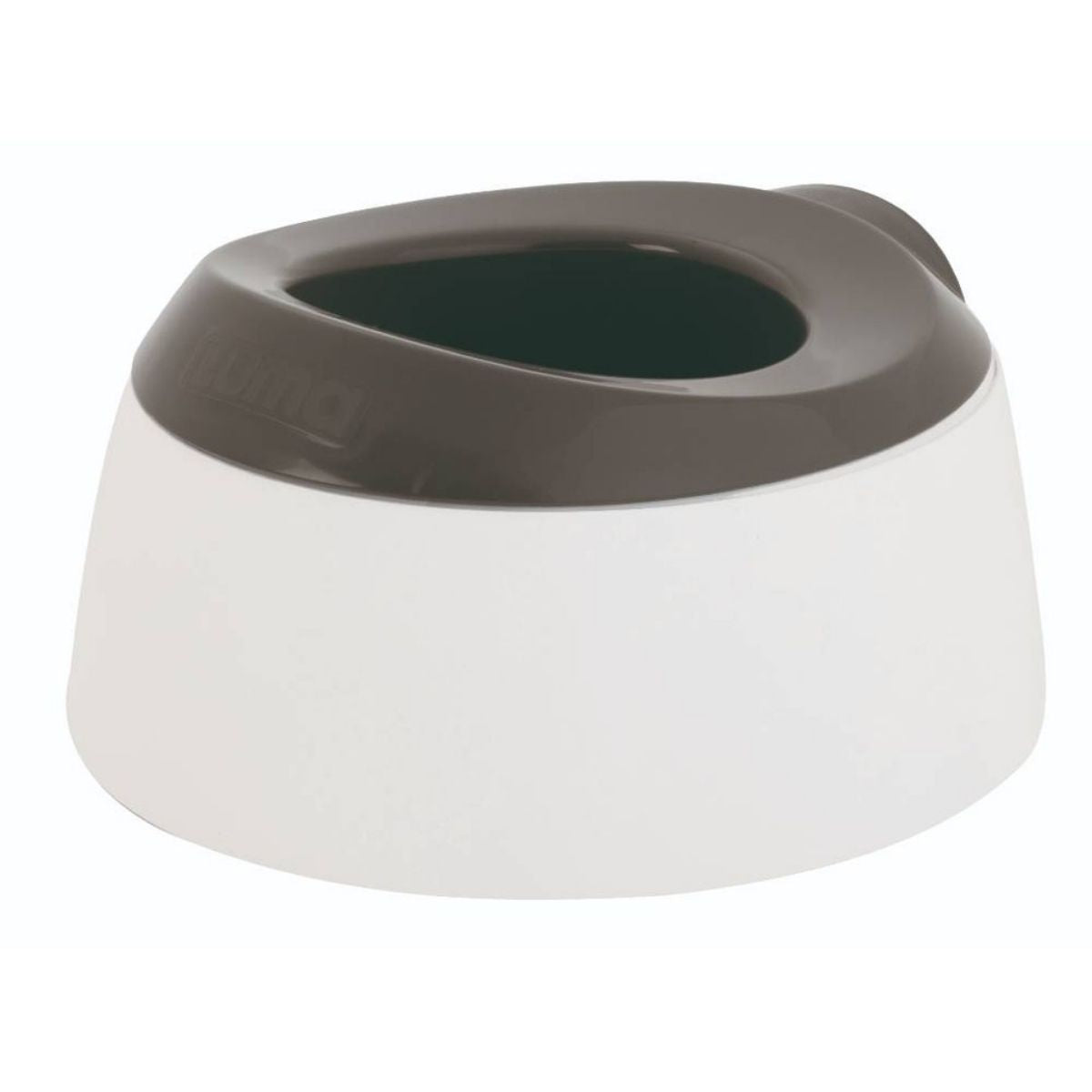 A white and brown anti slip potty for toilet training.
