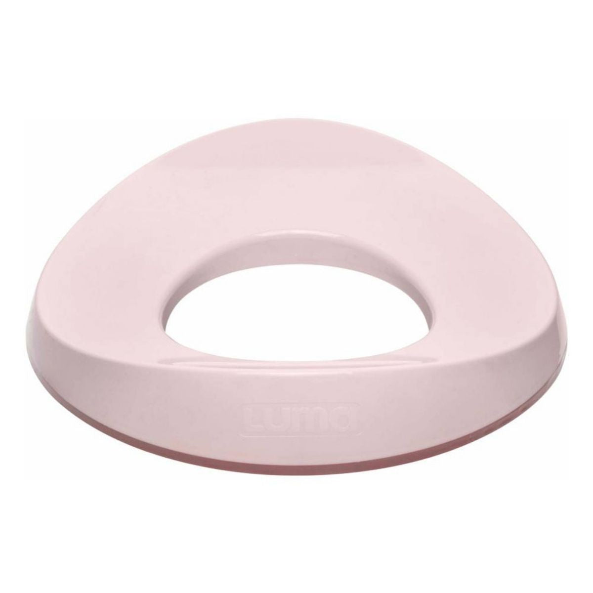 Pink toilet seat cover on a white background