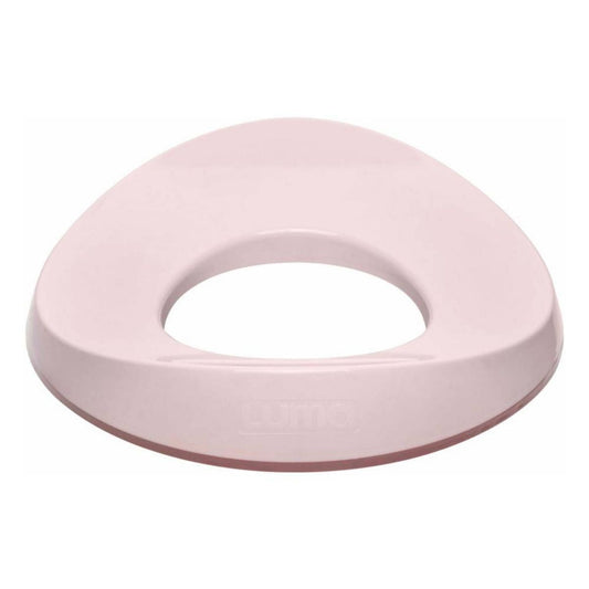 Pink toilet seat cover on a white background