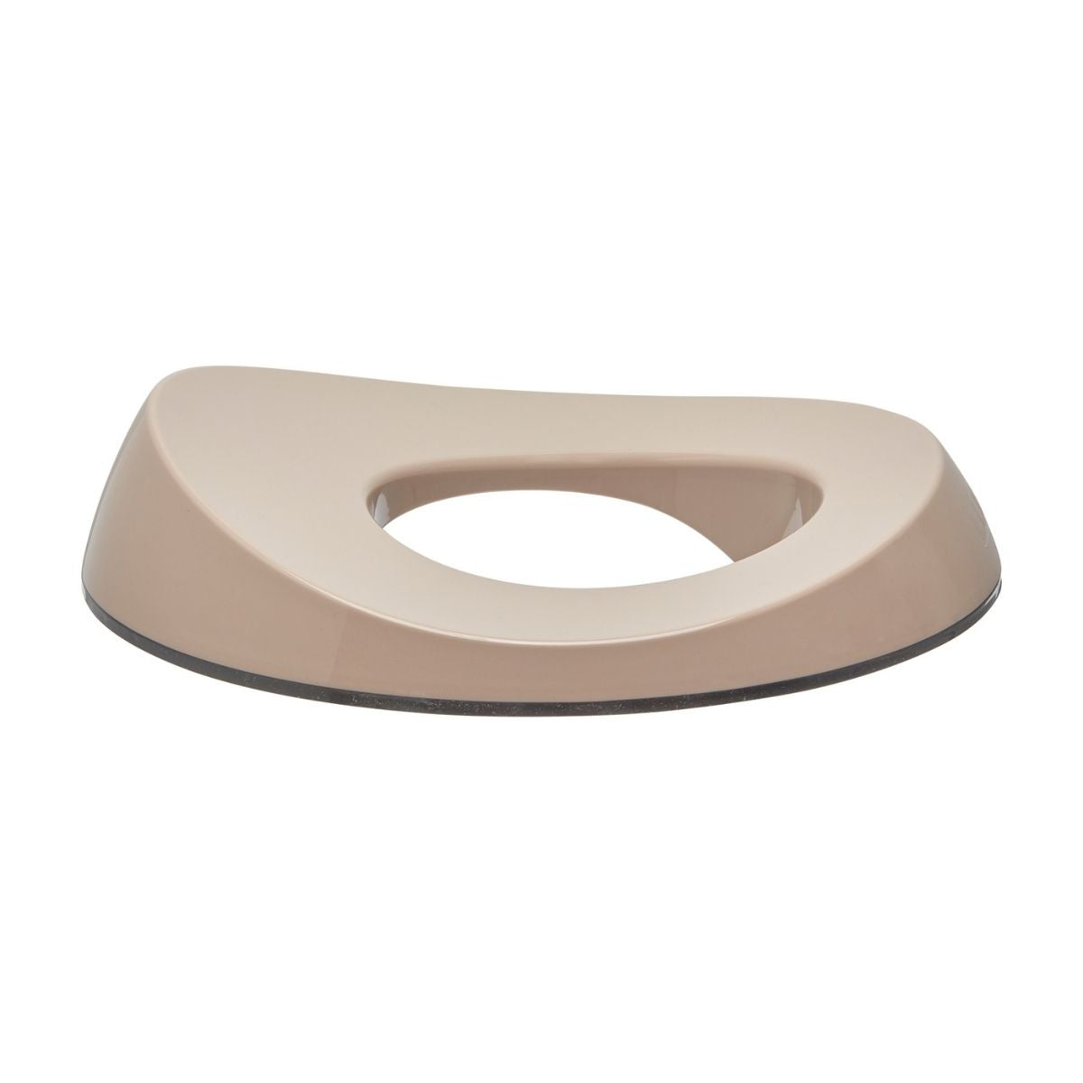 Beige toilet seat cover on a white background