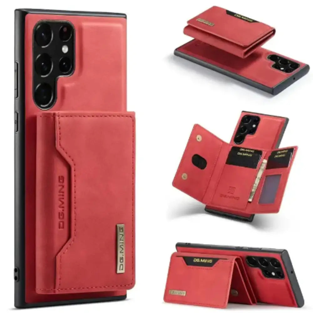 M2 Leather Case for Samsung (Red with wallet)