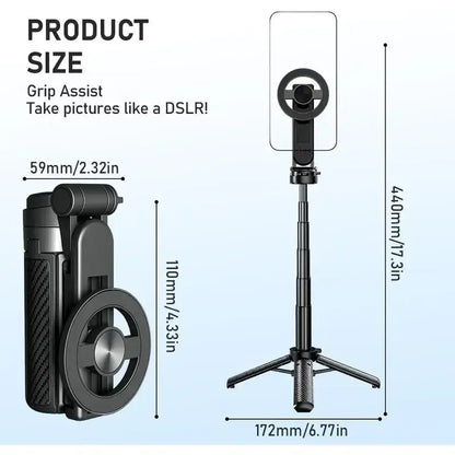 360° Selfie Stick with Bluetooth & Foldable Stand