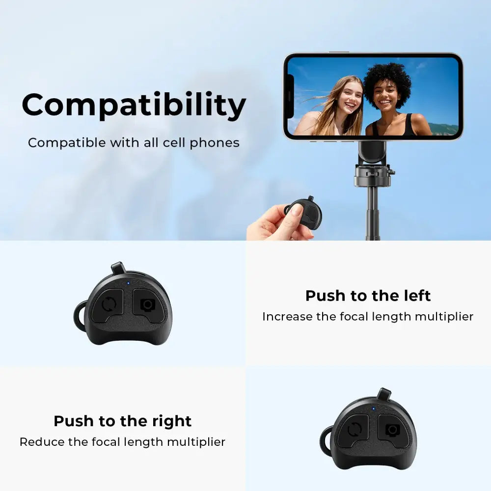 360° Selfie Stick with Bluetooth & Foldable Stand