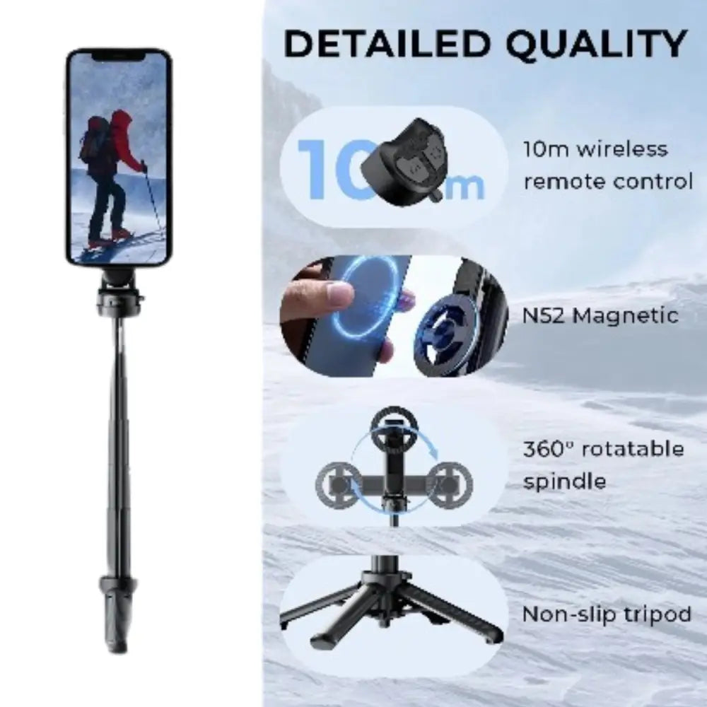 360° Selfie Stick with Bluetooth & Foldable Stand