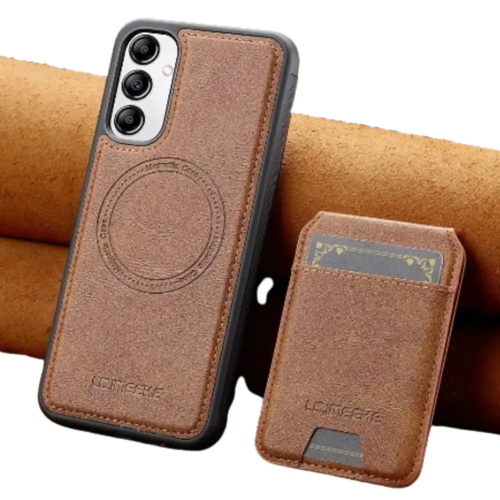 Leather Wallet Case for Samsung S/A Series (Brown)