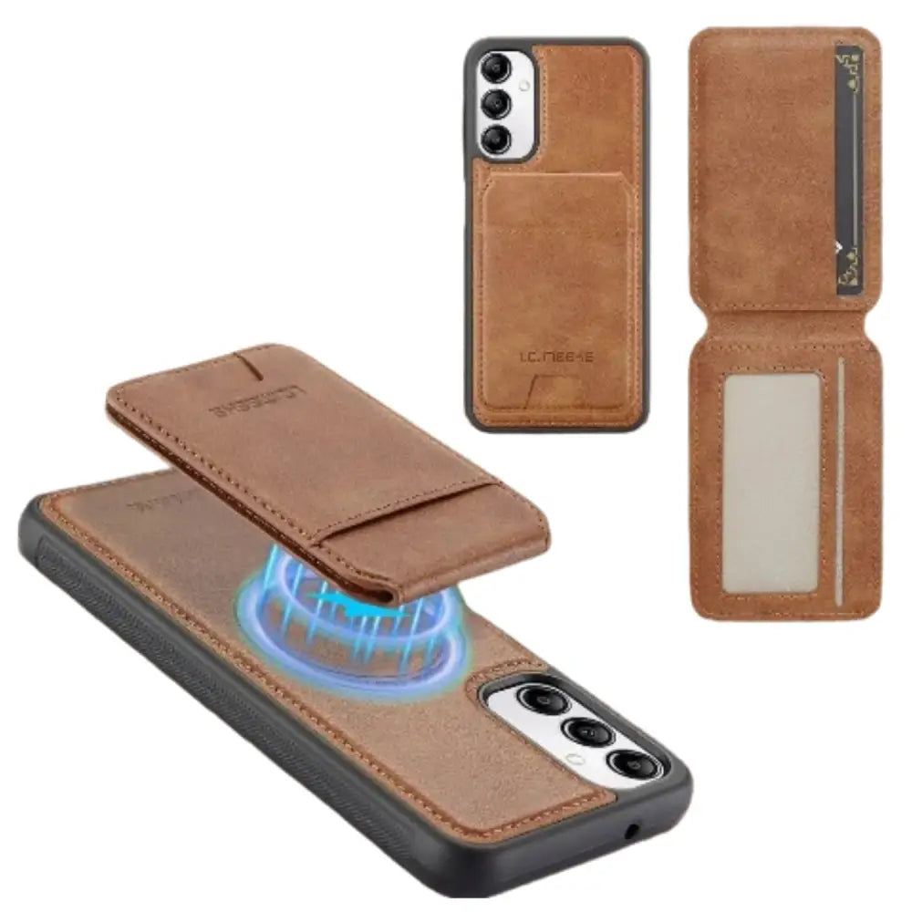 Leather Wallet Case for Samsung S/A Series (Brown)