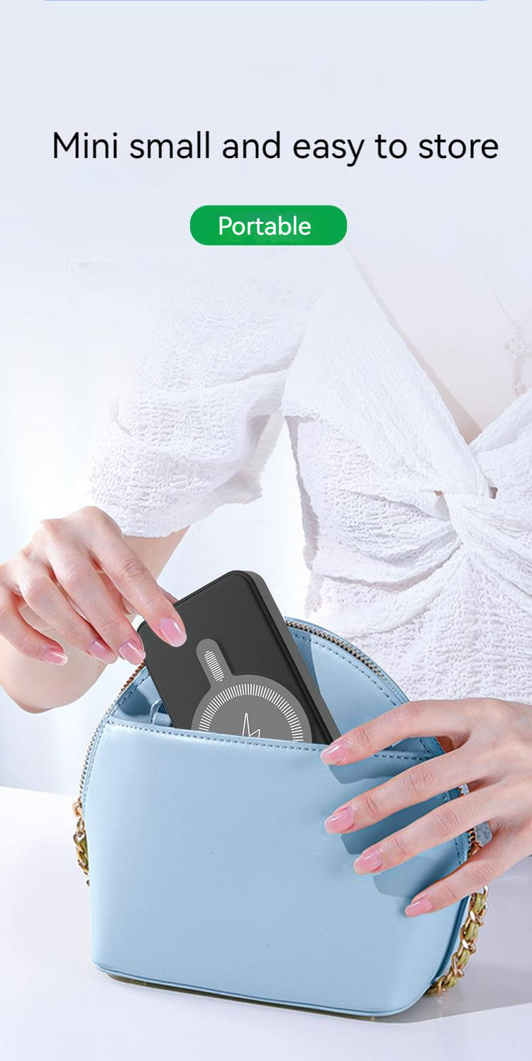 5000mah Magsafe Power Bank with Stand & Cable-White