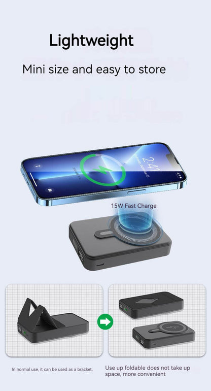 10000mah Magsafe Power Bank with Stand-Black & Cable