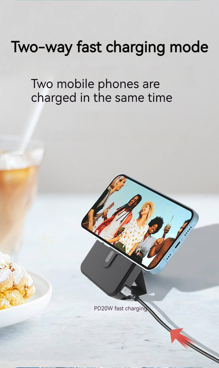 5000mah Magsafe Power Bank with Stand & Cable-Black