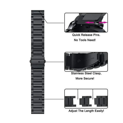 Metal Band for the Garmin Forerunner/Venu/Vivomove Series (18mm/20mm/22mm) (4 colours available)